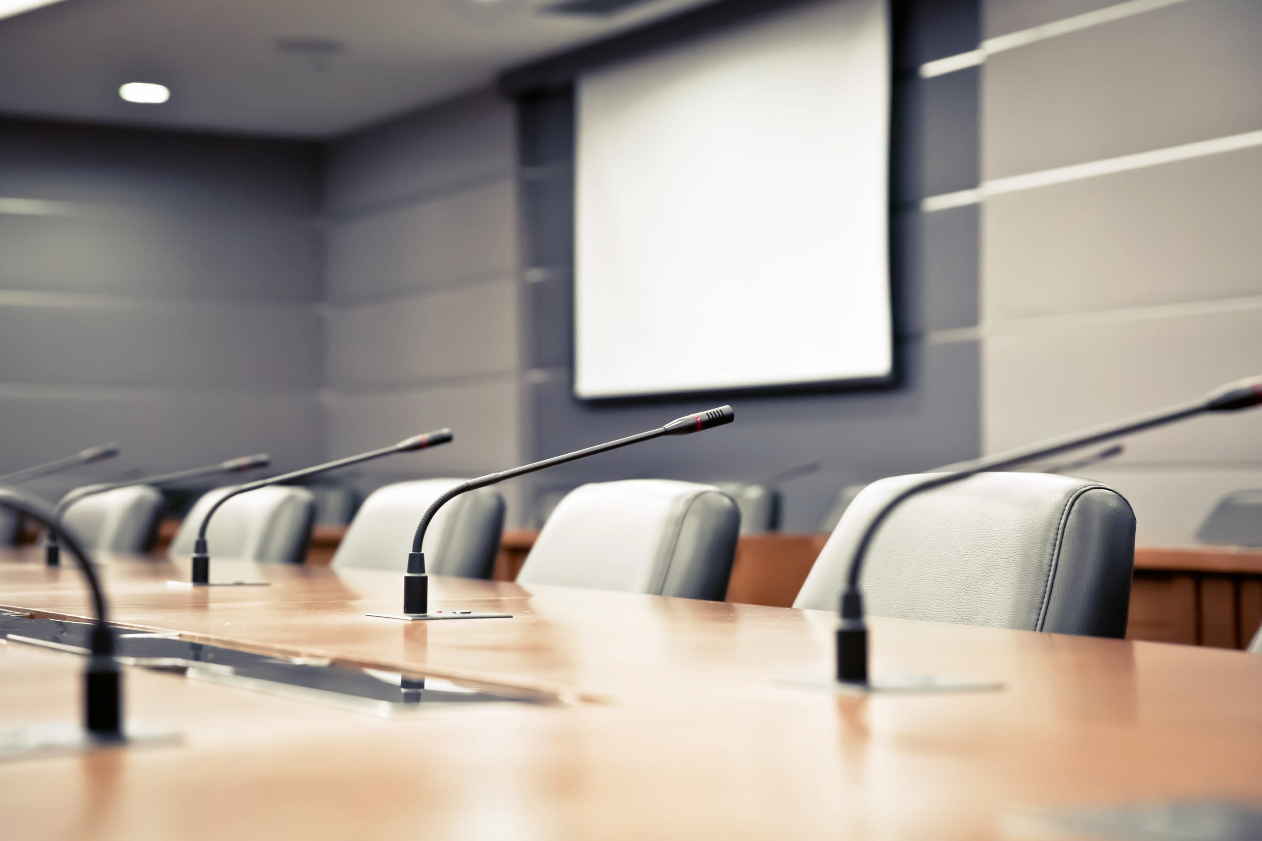 Meeting room and professional meeting microphone.