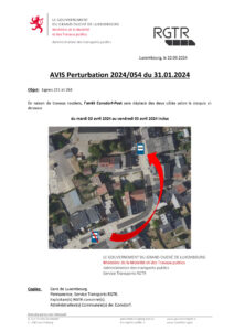 AVIS: Arrêt Consdorf-Post sera déplacé