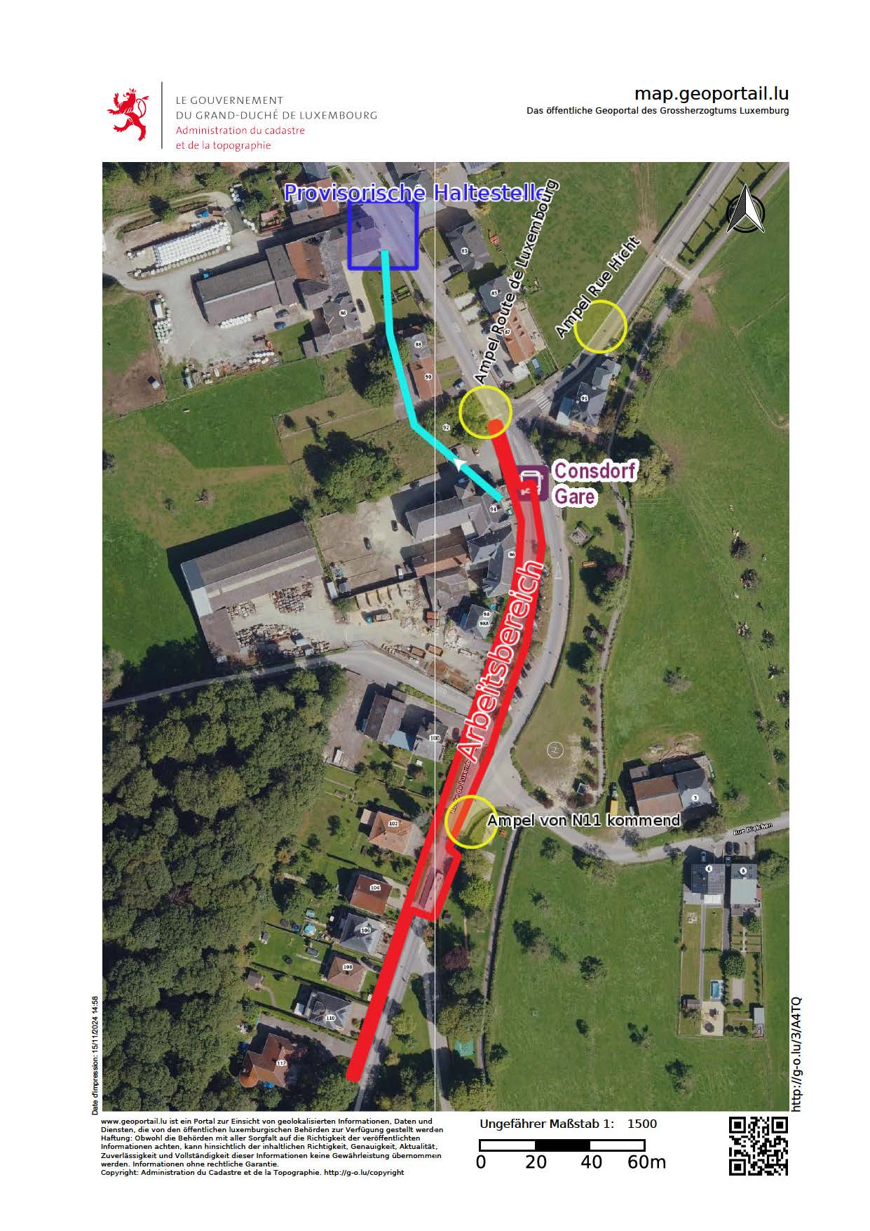 Avis au public / Öffentliche Mitteilung: Route de Luxembourg et Rue Hicht à Consdorf / Route de Luxembourg und Rue Hicht in Consdorf