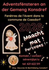 Adventsfënsteren an der Gemeng Konsdref // Fenêtres de l'Avent dans la commune de Consdorf