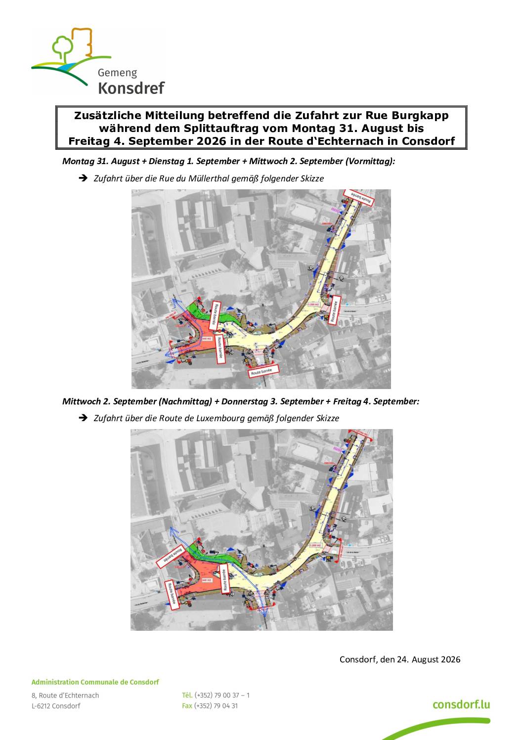 Avis - accès rue Burgkapp - couche de split - rte d'Echternach - Cdf